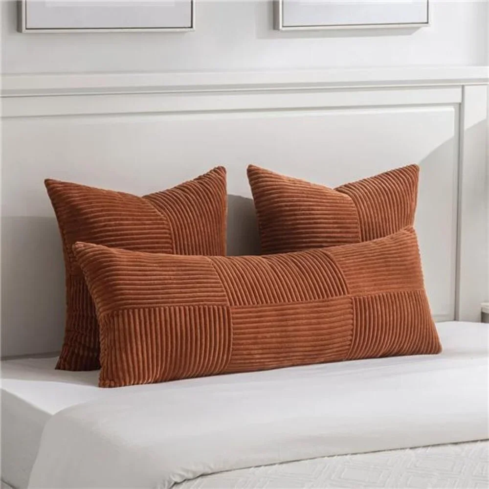 Fancy Homi 2 Packs Rust Boho Decorative Throw Pillow Covers 18x18 Inch for